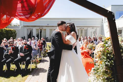 Their outdoor wedding ceremony