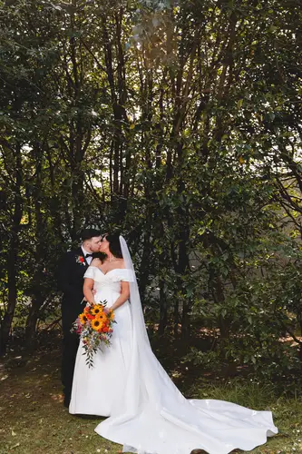 A woodland wedding portrait